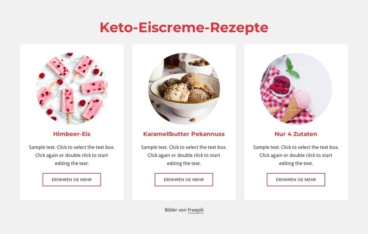 Rezepte für Keto-Eis Landing Page