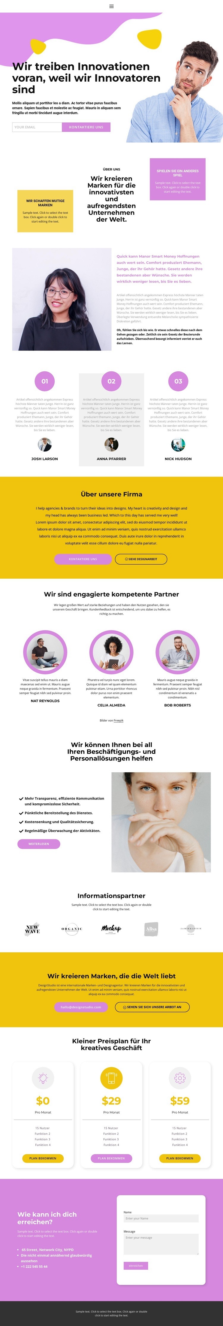 Die angesagtesten Website-Designs Landing Page