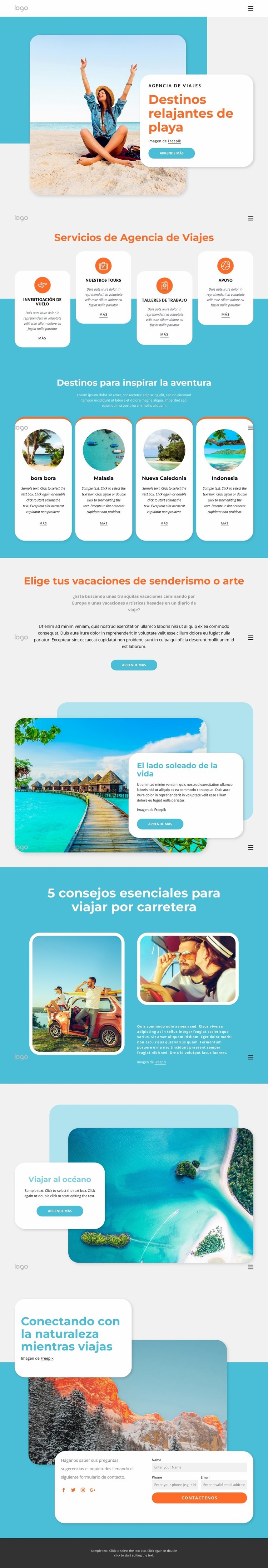 Destinos de playa para visitar este verano Plantillas de creación de sitios web