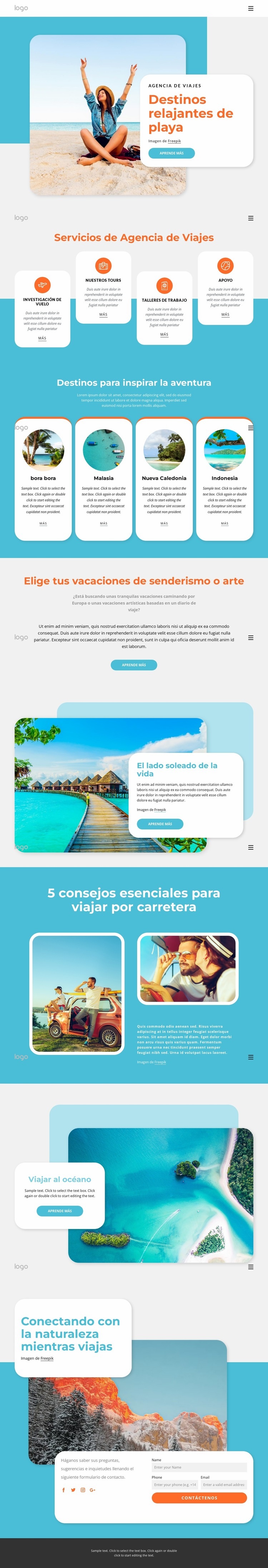 Destinos de playa para visitar este verano Plantilla HTML5