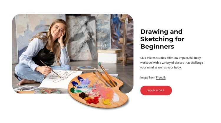 Drawing and sketching for beginners Homepage Design