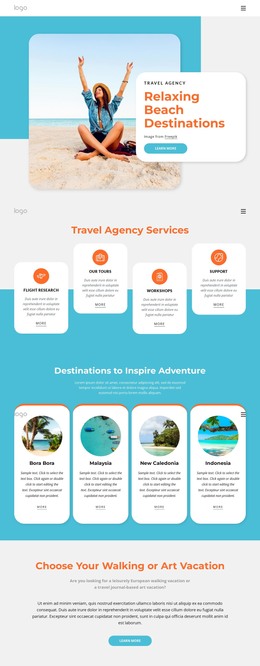 Beach Destinations To Visit This Summer - Site With HTML Template Download