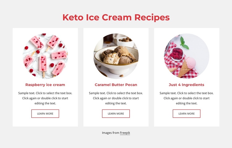 Keto ice cream recipes One Page Template