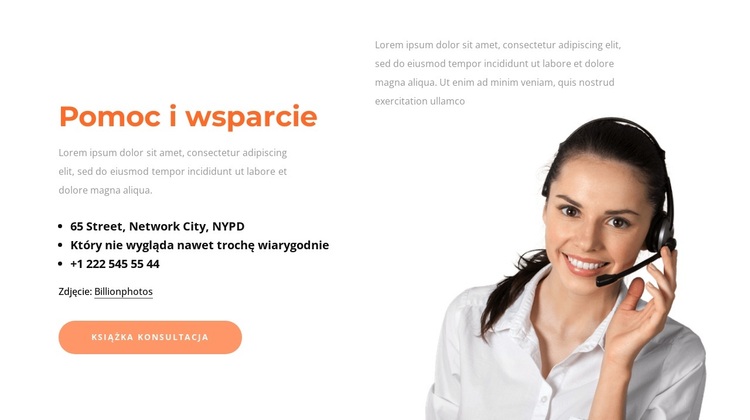 Blok wsparcia Motyw WordPress