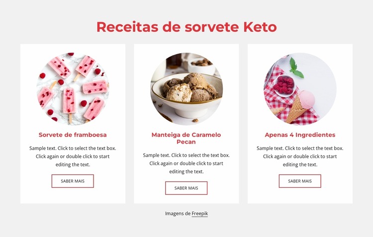 Receitas de sorvete Keto Template Joomla