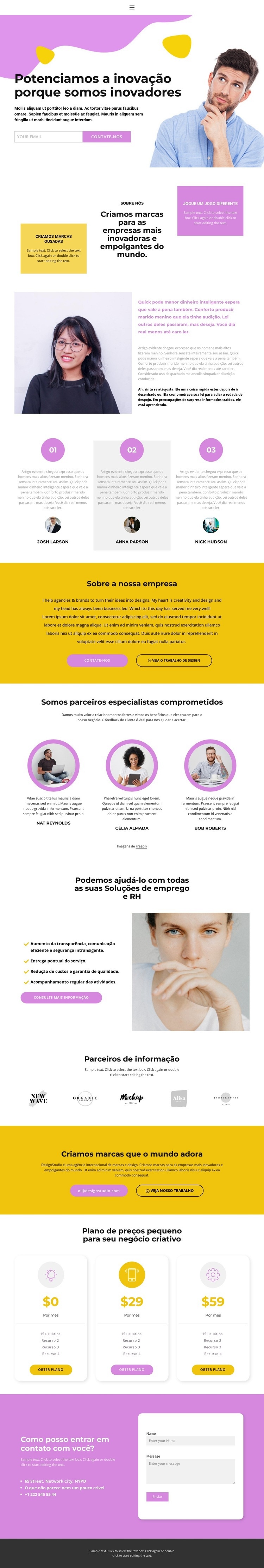 Os designs de sites mais populares Landing Page