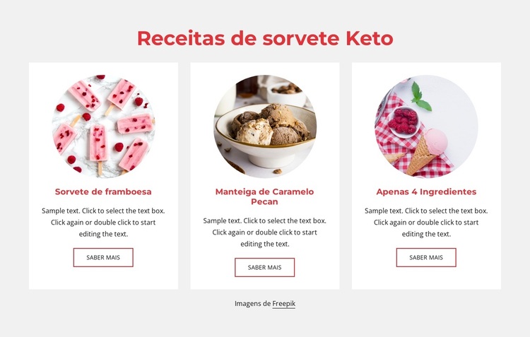Receitas de sorvete Keto Tema WordPress