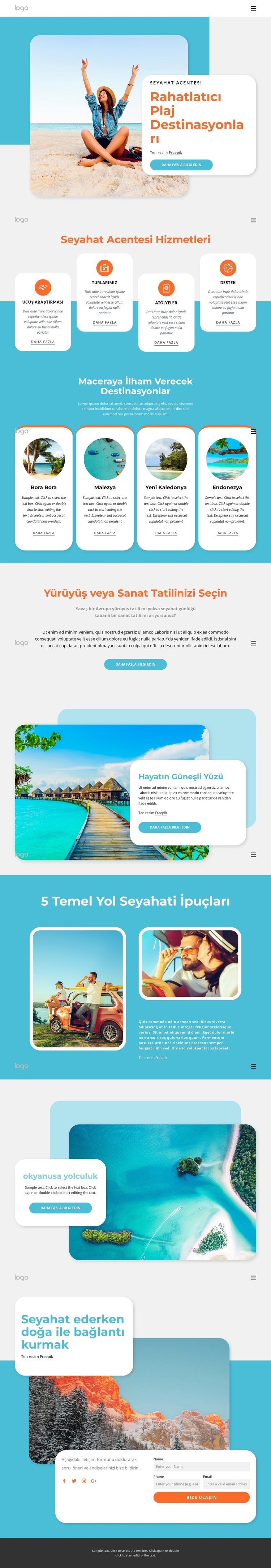 Bu yaz ziyaret edilecek plaj destinasyonları Web Sitesi Mockup'ı