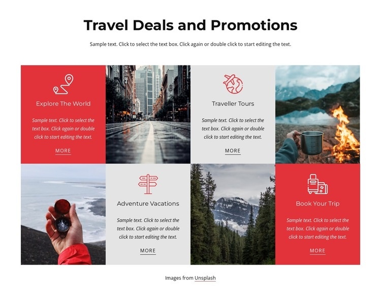 Travel promotions Web Page Design