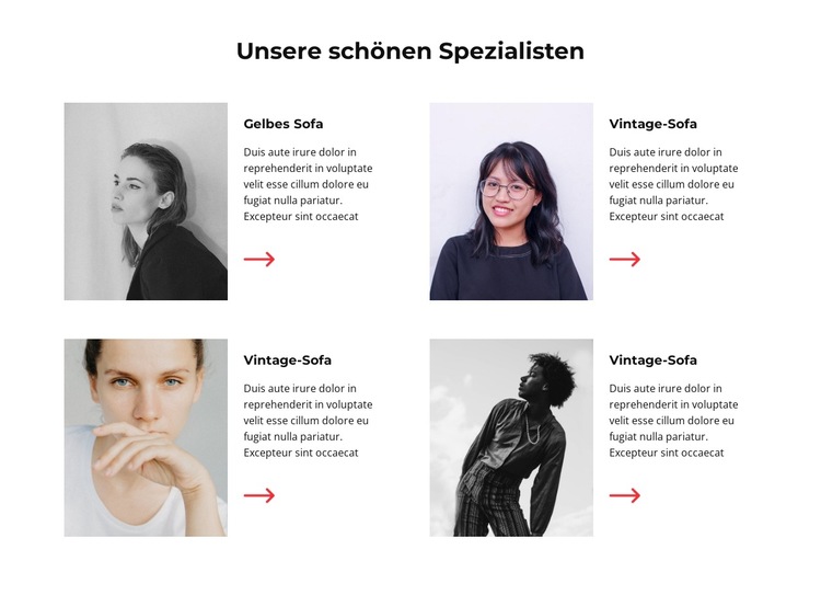 Unsere schönen Spezialisten Website-Vorlage