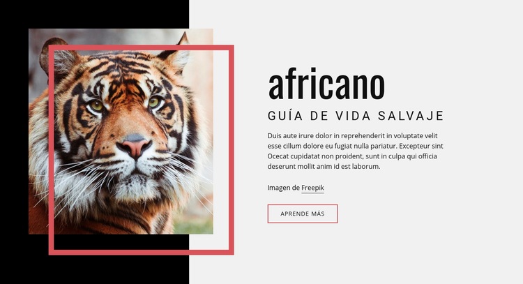 Guía de vida salvaje africana Maqueta de sitio web