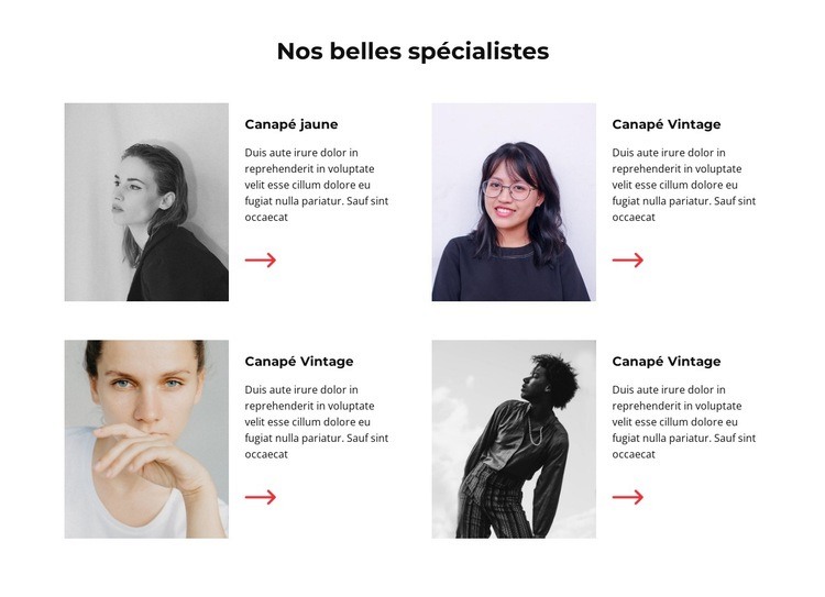 Nos belles spécialistes Modèle HTML5