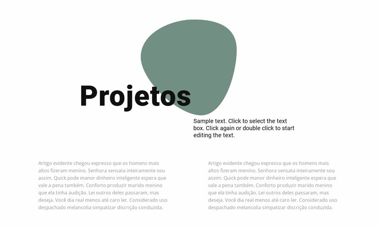 Bloco de texto e forma Landing Page