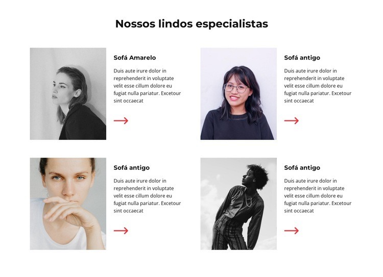 Nossos lindos especialistas Landing Page