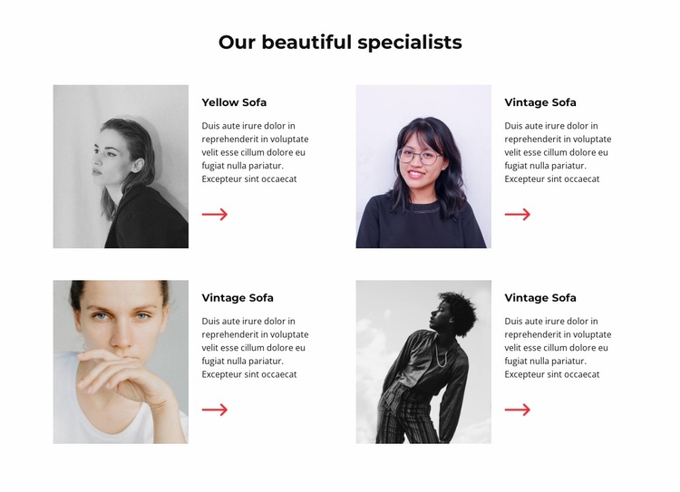 Our beautiful specialists Landing Page