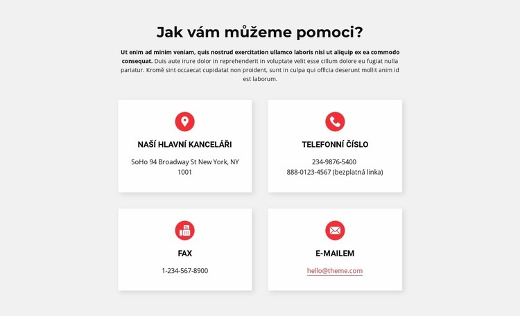 Kontakty na naši kancelář Šablona HTML