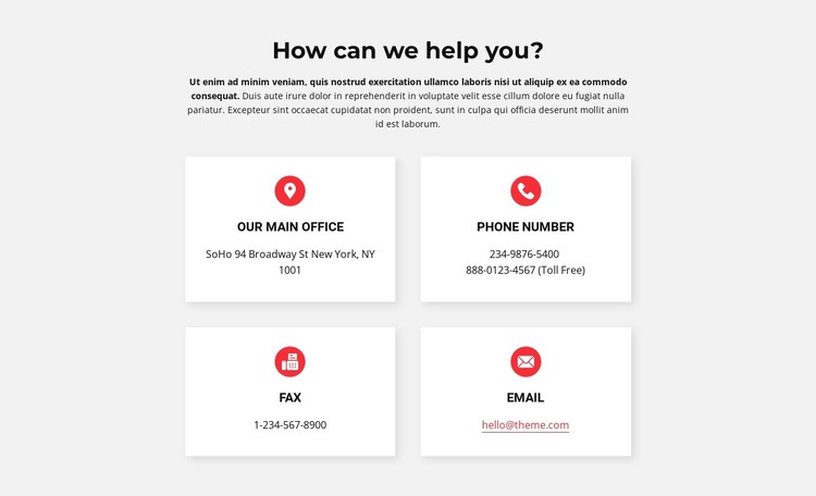 Contacts of our office CSS Template