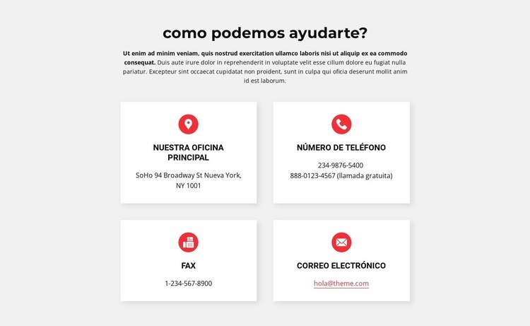 contactos de nuestra oficina Plantillas de creación de sitios web