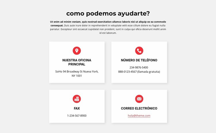 contactos de nuestra oficina Plantilla HTML5