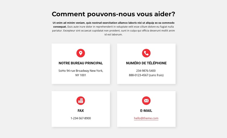 Contacts de notre cabinet Modèle de site Web