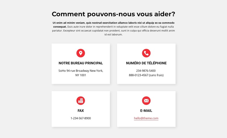 Contacts de notre cabinet Thème WordPress