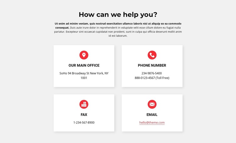 Contacts of our office HTML Template