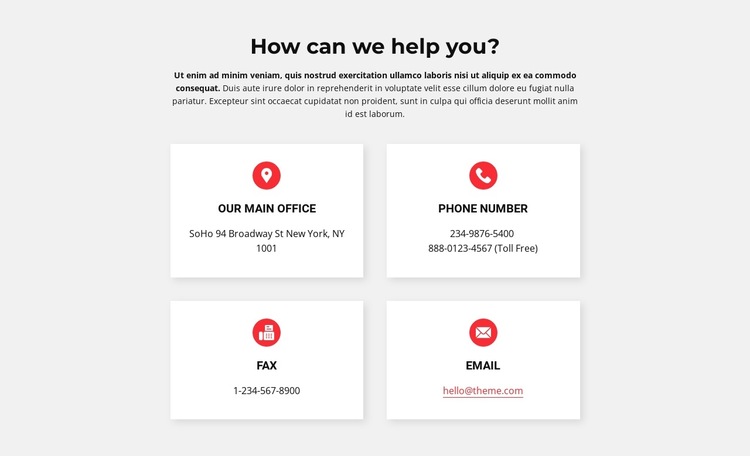 Contacts of our office HTML5 Template