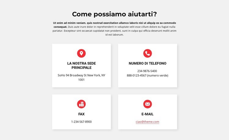 Contatti del nostro ufficio Modelli di Website Builder