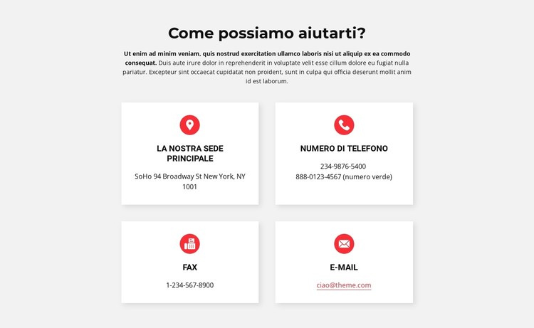 Contatti del nostro ufficio Modello CSS