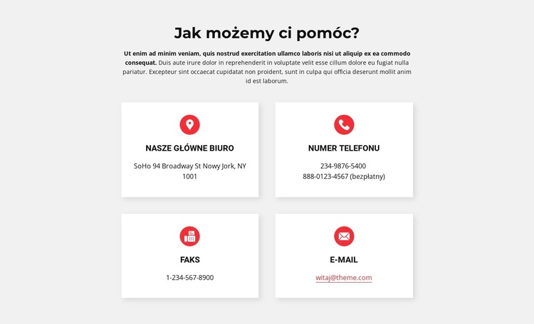 Kontakty naszego biura Motyw WordPress