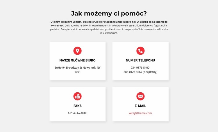 Kontakty naszego biura Szablon HTML5