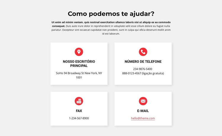 Contatos do nosso escritório Modelo HTML
