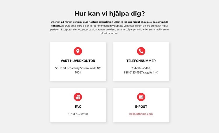 Kontakter på vårt kontor CSS -mall