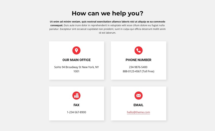 Contacts of our office Template