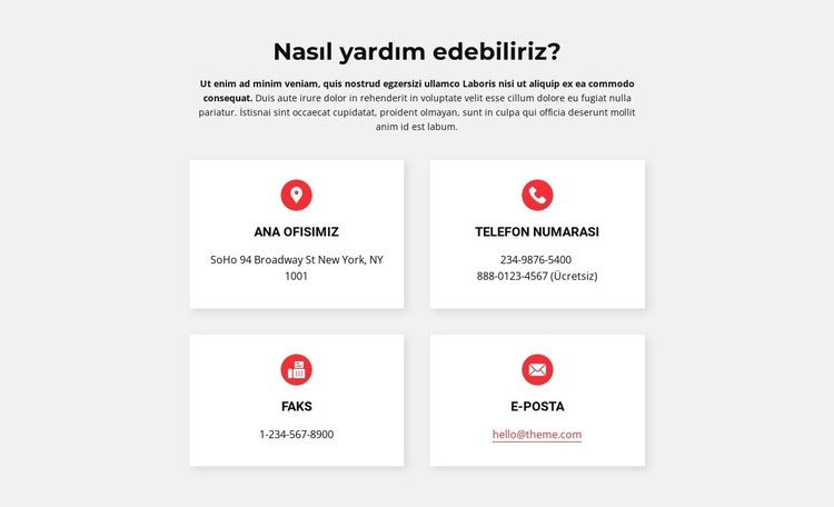 ofisimizin iletişim bilgileri Web Sitesi Oluşturucu Şablonları