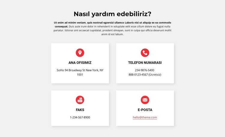 ofisimizin iletişim bilgileri Web Sitesi Şablonu