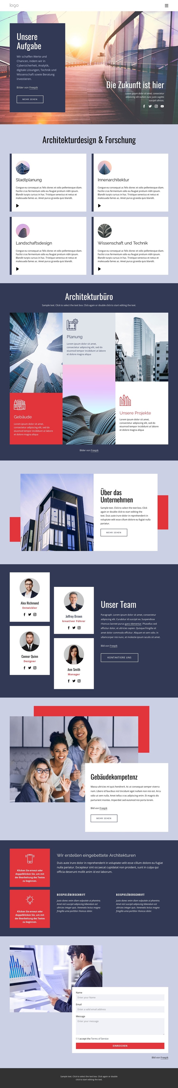 Dynamisches architektonisches Design HTML-Vorlage