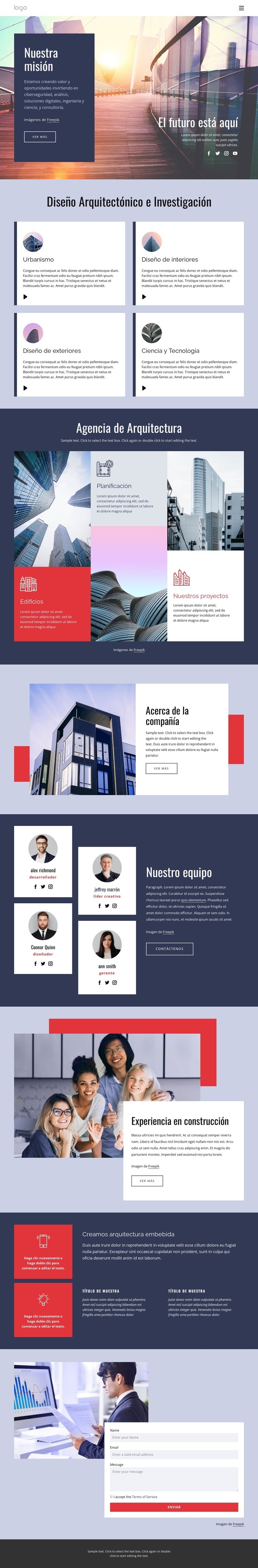 Diseño arquitectónico dinámico Creador de sitios web HTML