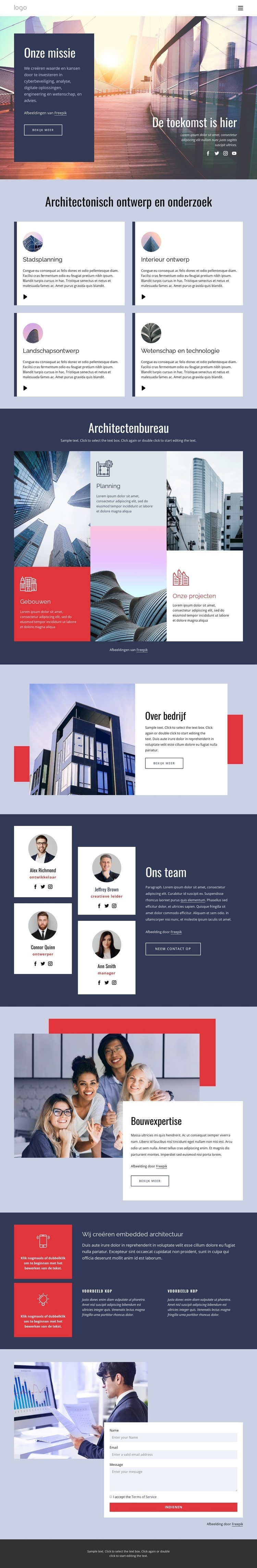 Dynamisch architectonisch ontwerp Website ontwerp