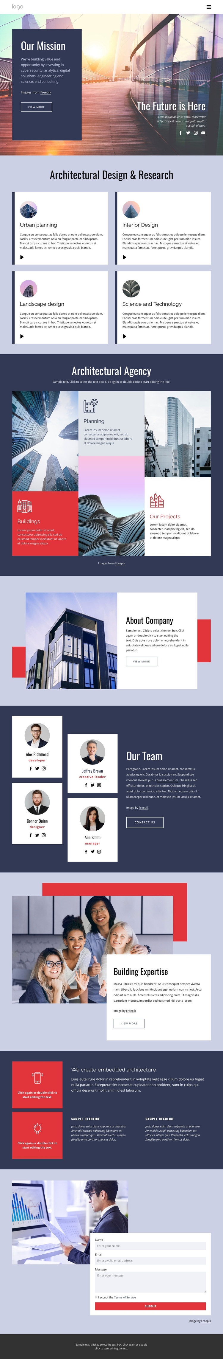 Dynamic architectural design One Page Template