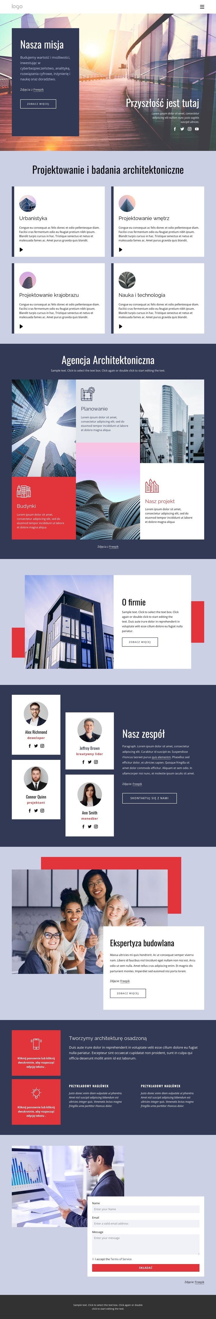 Dynamiczny projekt architektoniczny Kreator witryn internetowych HTML