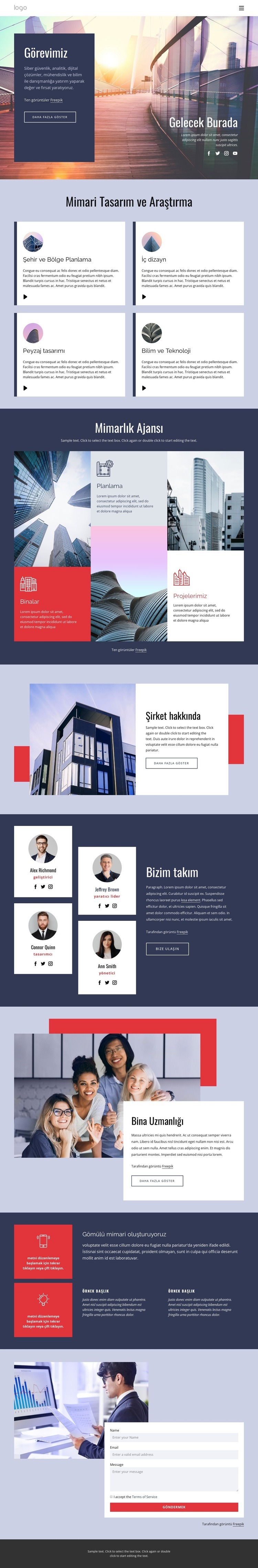 Dinamik mimari tasarım Web Sitesi Mockup'ı