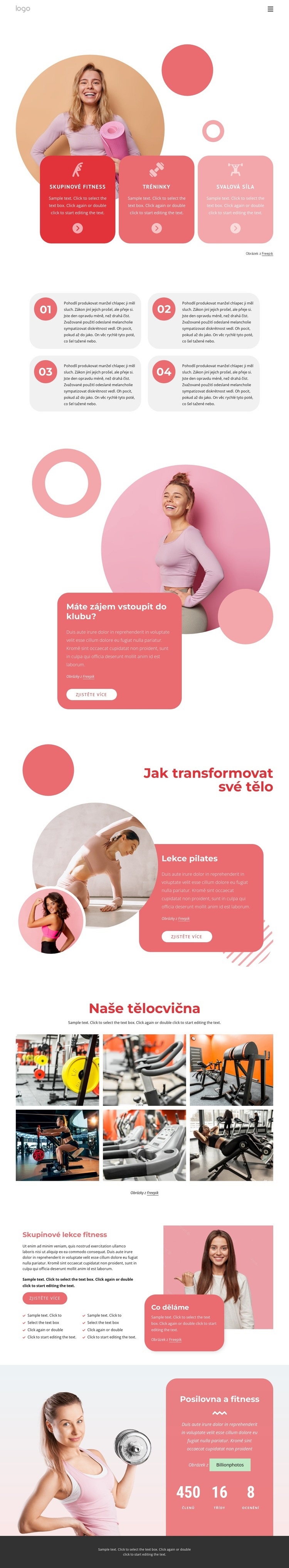 Skupinové fitness lekce a další Téma WordPress