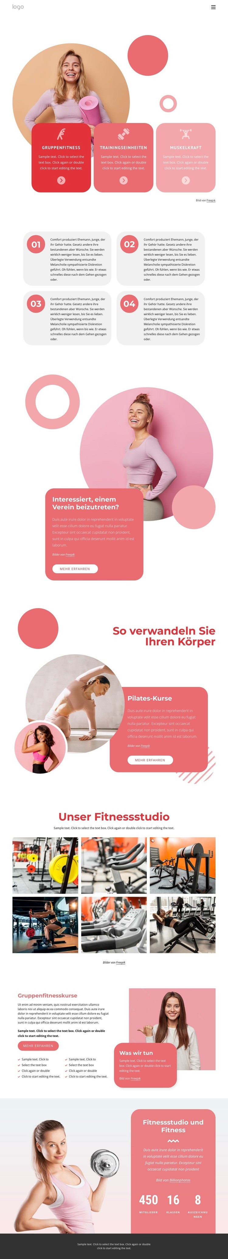 Gruppenfitnesskurse und mehr Website design