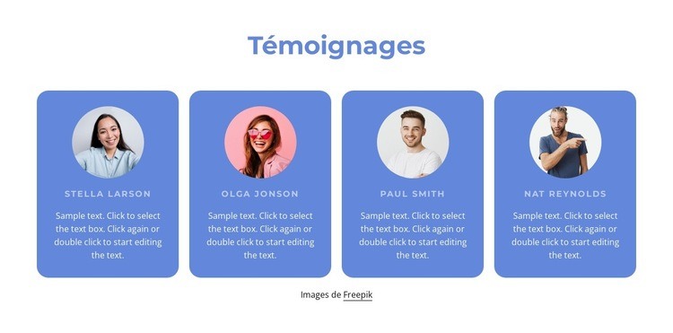 Témoignages dans le répéteur de grille Conception de site Web