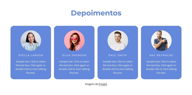 Depoimentos em repetidor de grade Template CSS