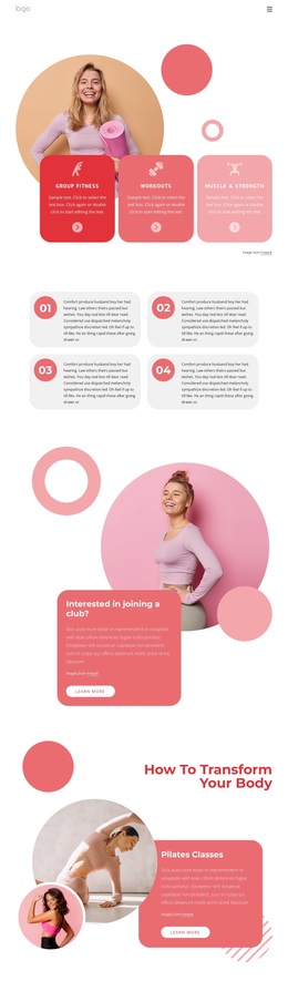 Responsive Web Template For Group Fitness Classes And More