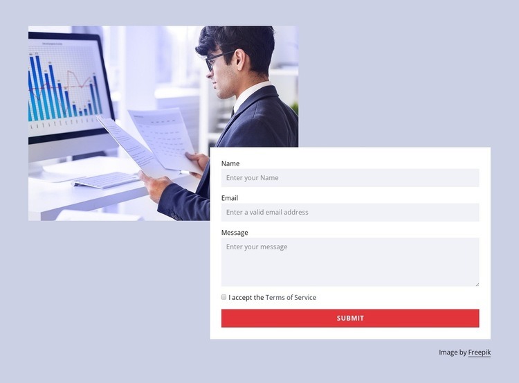 Image and contact form Webflow Template Alternative