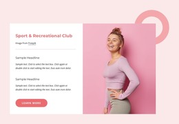 Page HTML For Sport And Recreational Club