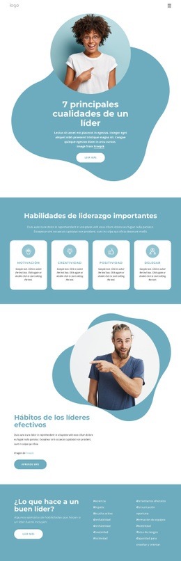 7 Principales Cualidades Del Líder: Excelente Página De Destino